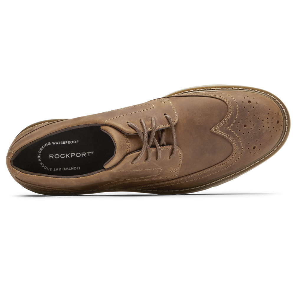 Rockport Joggesko Herre Khaki - Charlee Waterproof Wingtip - SZKA58134